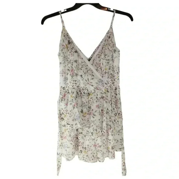 TRIXXI Womens ROMPER sz M  Wildflower Floral Lined V-Neck Ruffle Flirty Straps - Picture 1 of 13